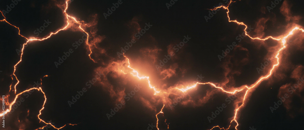 Poster Dynamic lightning overlay texture with cinematic effects and lens flares on a dark background