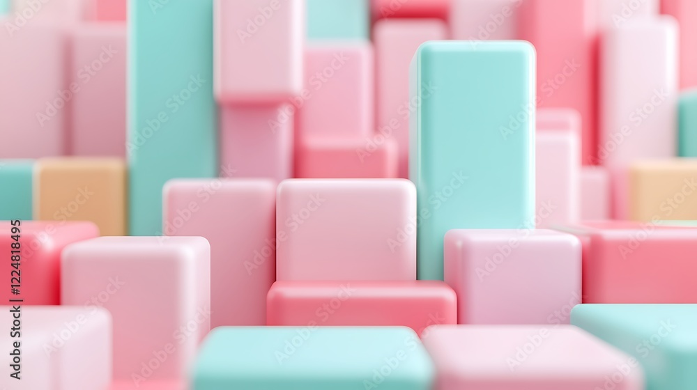 Poster colorful cubes in pastel tones creating a soft, abstract background for creative projects and design