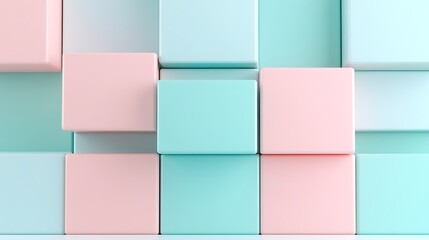 Colorful Cubes in Pastel Shades Arranged in a Modern Abstract Pattern for Creative Backgrounds and Designs
