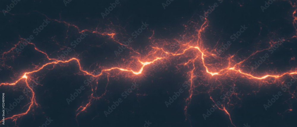 Poster overlay texture of powerful lightning bolts illuminating a dark background