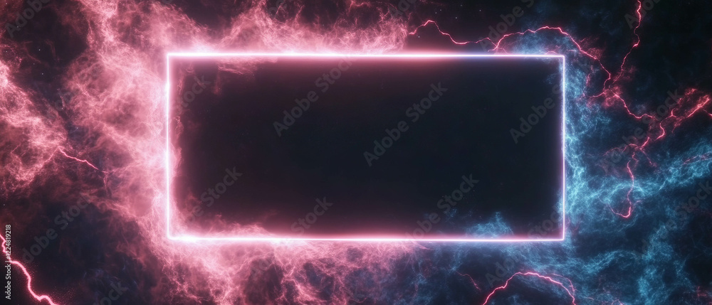 Aufkleber Dynamic lightning frame overlay with subtle electric effects on a dark background