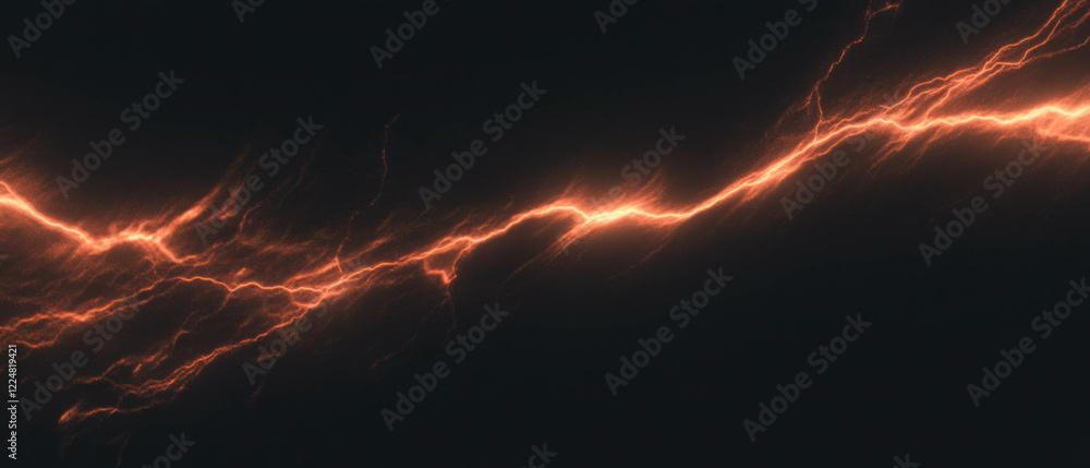 Poster Intense lightning frame with warm tones creates a fiery atmosphere on a dark background