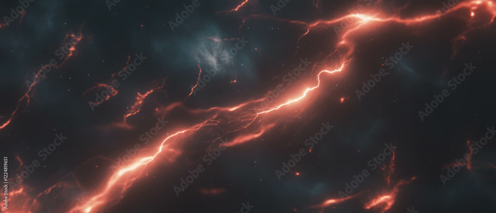 Poster intense lightning strikes create a stormy atmosphere against a dark backdrop