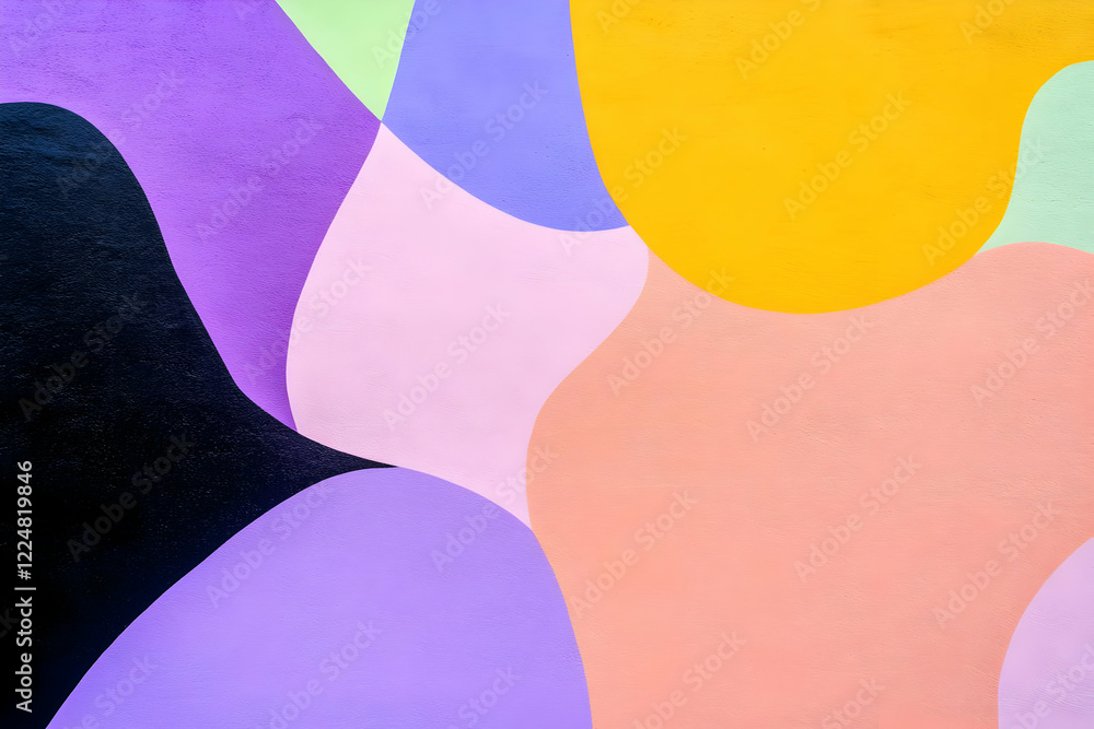 Poster abstract background with colorful curves and blobs creates modern and artistic design.