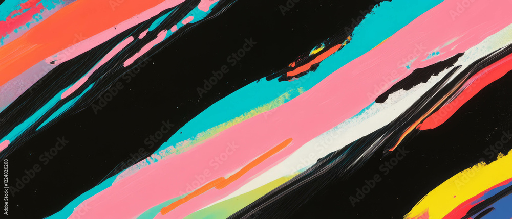 Poster Overlay texture features colorful lines and a dynamic background on a solid black canvas