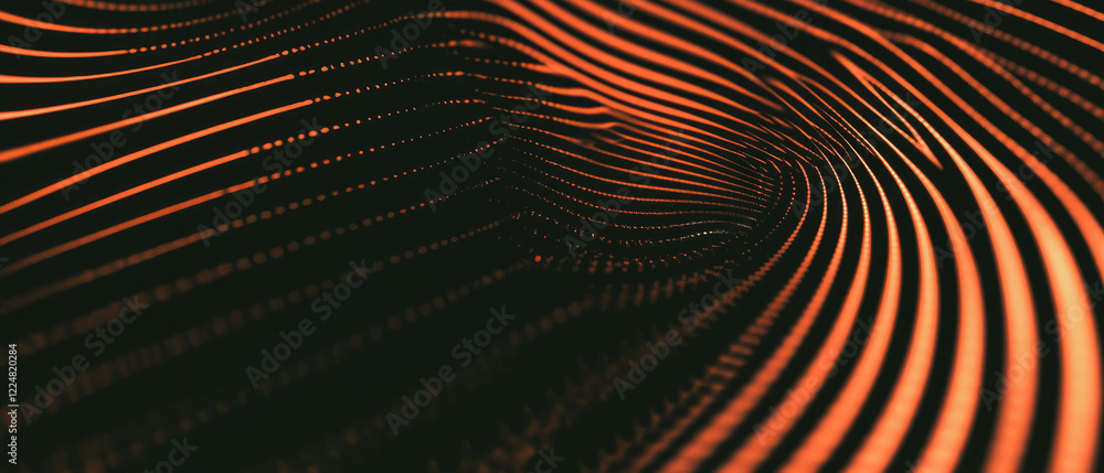 Fototapete Line texture overlay with concentric patterns on a black background creates a focused visual effect