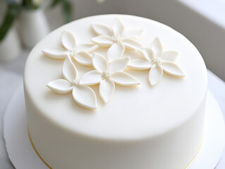 A white cake with flowers on top