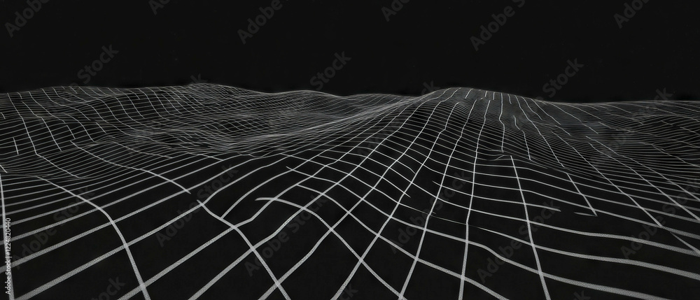 Poster Line texture overlay with converging lines creating depth on a black background