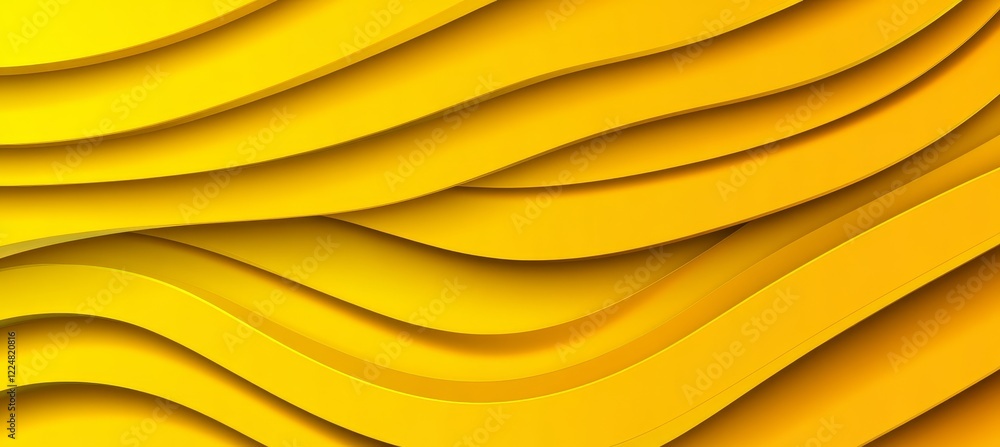 Poster abstract, seamless yellow minimalist wave pattern background, 3d rendering, low profile style