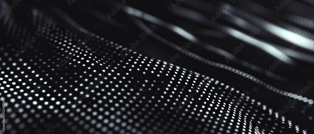 Poster Elegant black background featuring line texture with dotted pattern for versatile design use