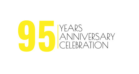 A minimalist design celebrating a ninety-five-year anniversary, featuring bright yellow numerals and elegant text, symbolizing achievement, success, and milestones.