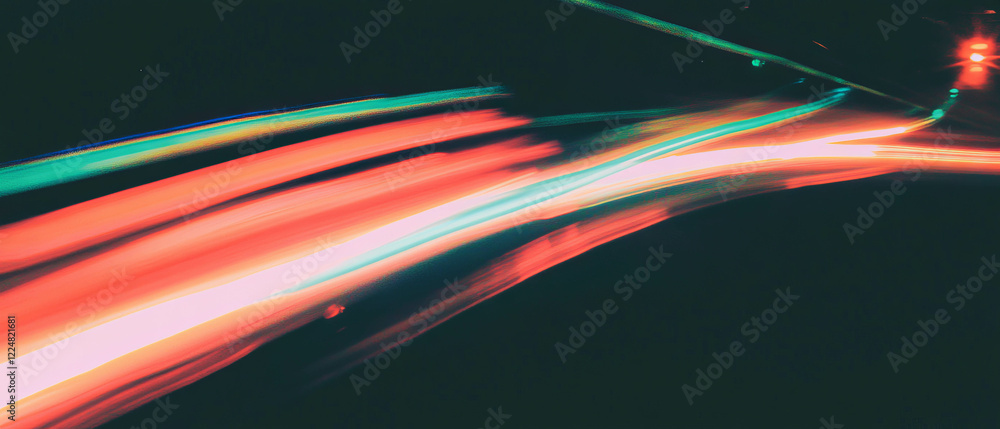 Poster Dynamic light lines create a vibrant texture on a dark background with subtle contrast
