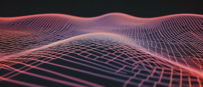 Intersecting line textures create a geometric design on a dark background