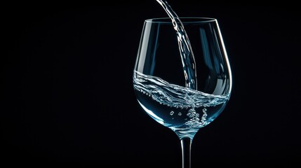 Crystal-clear water splashes into a glass against a dark background. , water world day