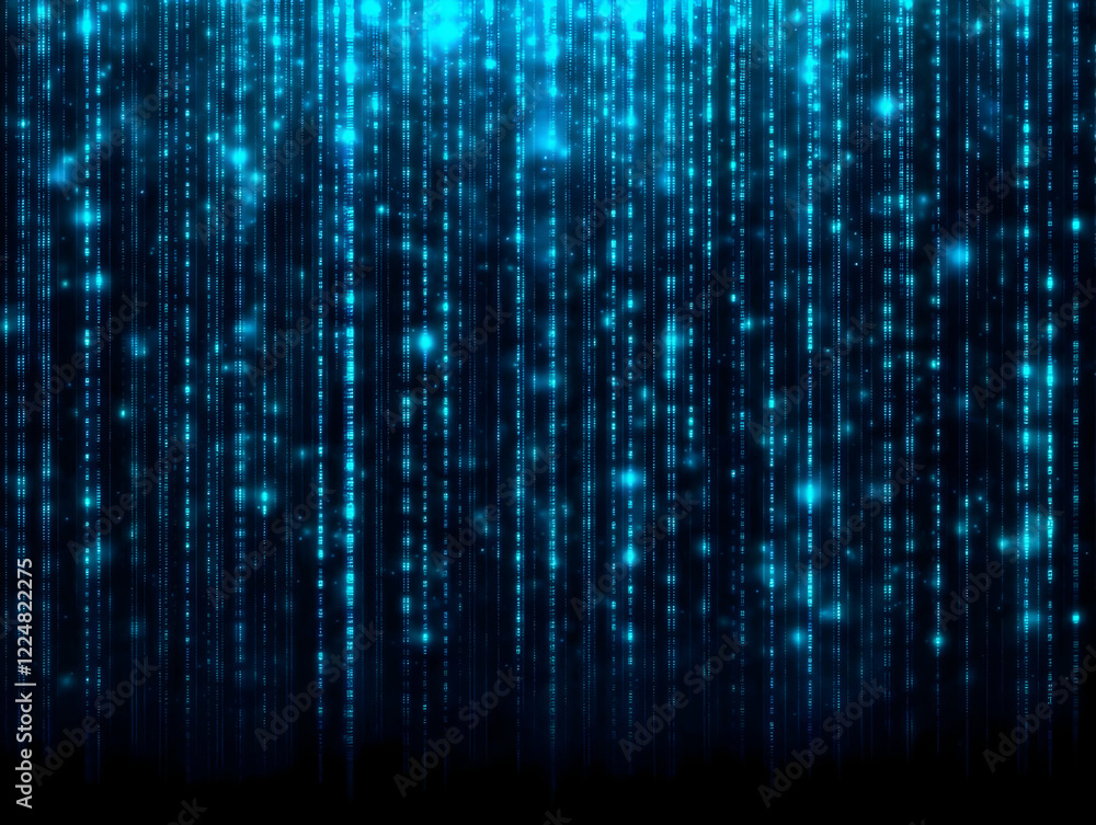 Aufkleber abstract blue digital data stream flows downward creating a futuristic background