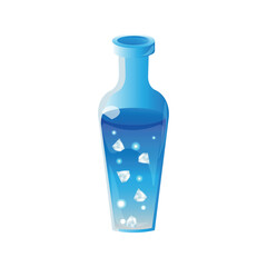 Glass bottle with diamond magic potion. Vector illustration for game interface in fantasy style