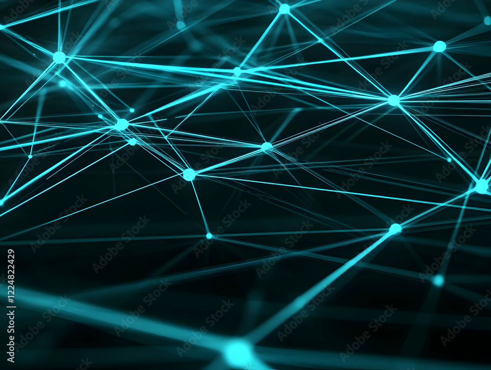 Aufkleber abstract 3d network of glowing lines and nodes creates a futuristic design on dark background