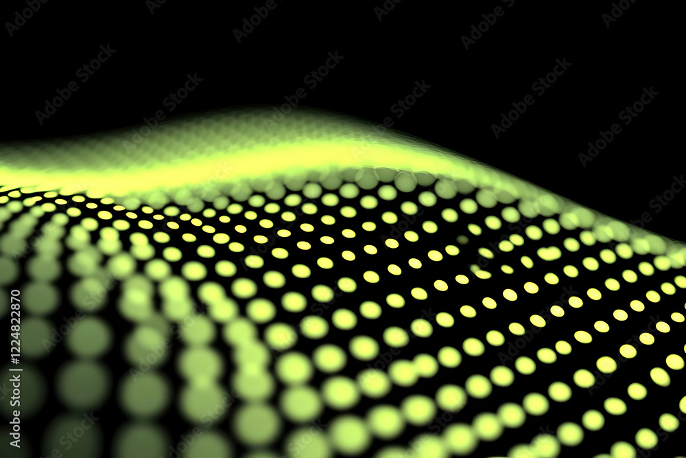 Poster abstract background forms a wavy surface with green dots pattern smoothly