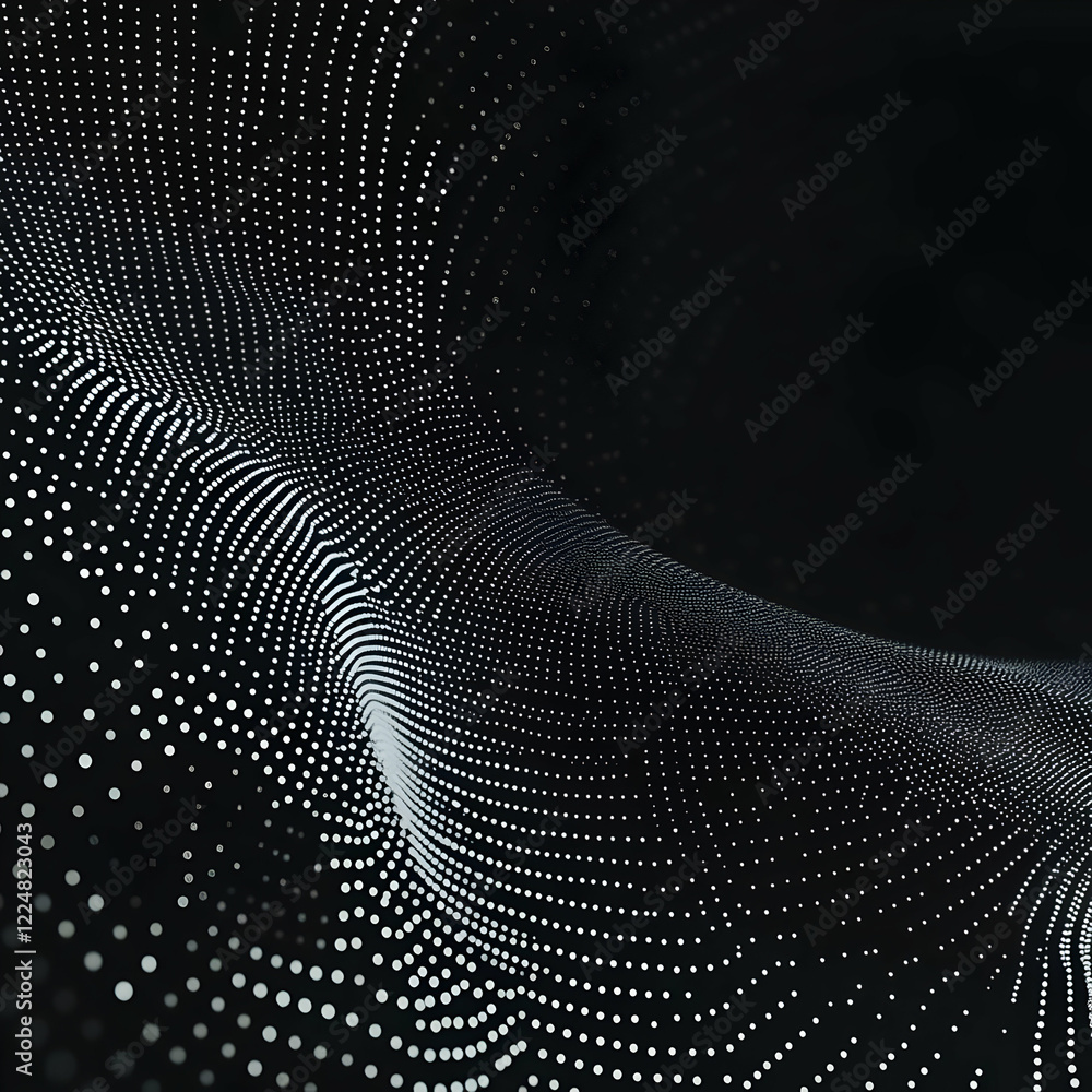 Poster abstract background forms a wave pattern with white dots on a black background