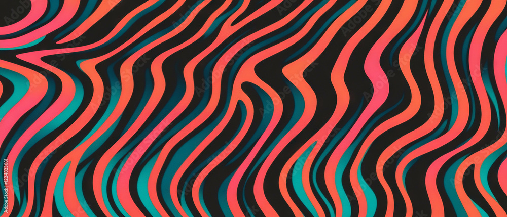 Poster Creative line texture with wavy patterns and smooth curves against a black background