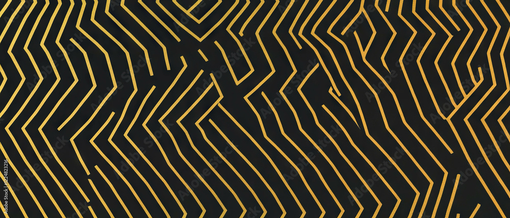 Poster Dynamic zig-zag line texture overlay creating a striking black background pattern
