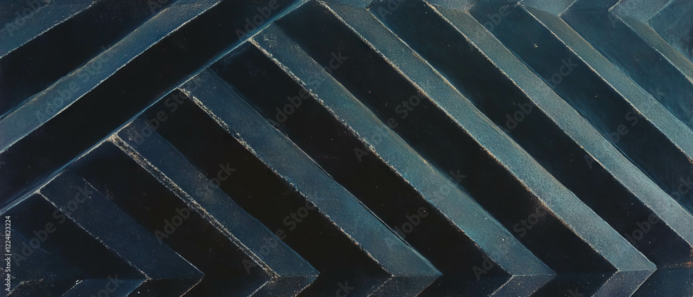Poster Dynamic zig-zag line texture overlay with sharp angles on a black background