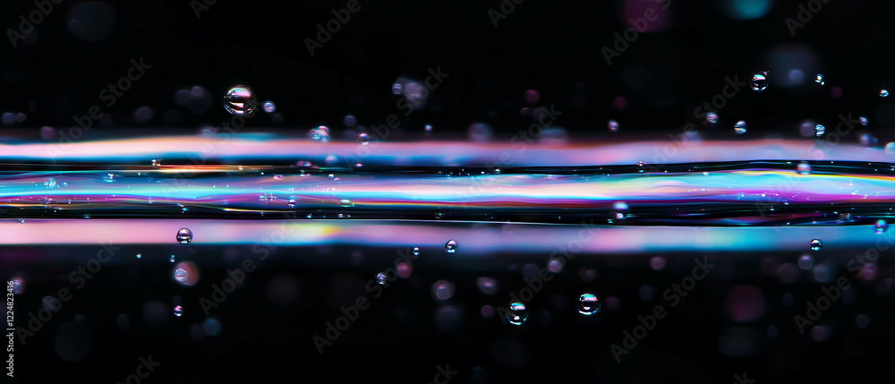 Aufkleber liquid bubbles creating vibrant textures in a colorful background on black