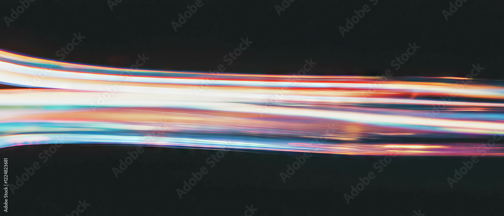 Aufkleber long spark trails with vibrant streaks on a black background for creative design use