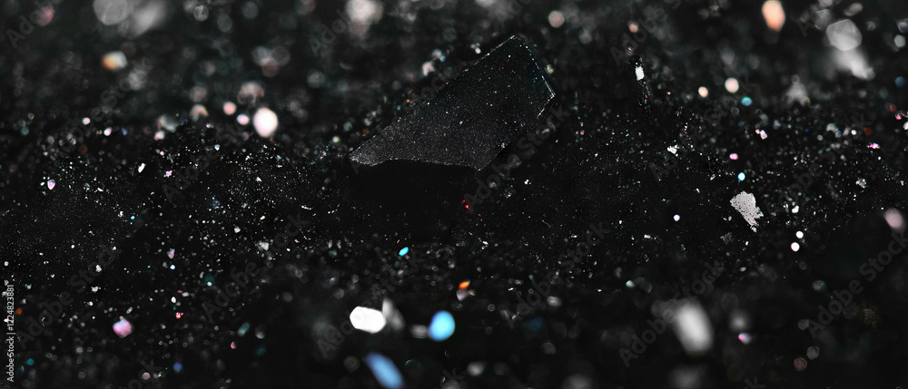 Poster Exploring the intricate texture of macro dust against a contrasting black background