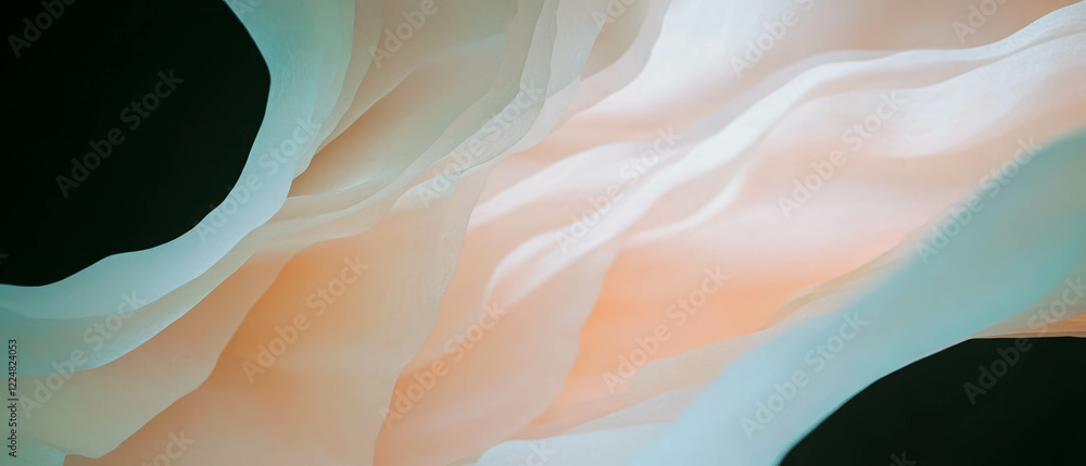 Poster macro texture of layered paper with intricate details against a black background