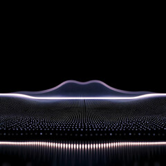 Fototapeta premium Abstract 3D Landscape Creates a Dynamic Wave Pattern with Glowing Dots on Dark Background