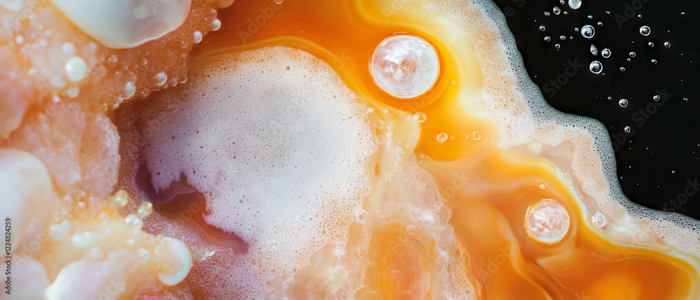 Poster exploring vibrant watercolor textures with detailed macro photography on a dark background