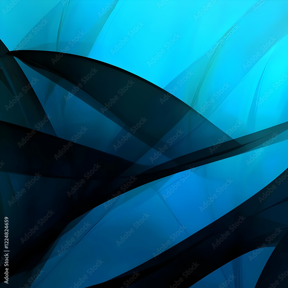 Poster abstract background with flowing blue and dark shapes creates a dynamic visual