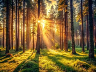 Obraz premium Vintage trees, minimalist aesthetic: scenic wallpaper, nature's beauty distilled.