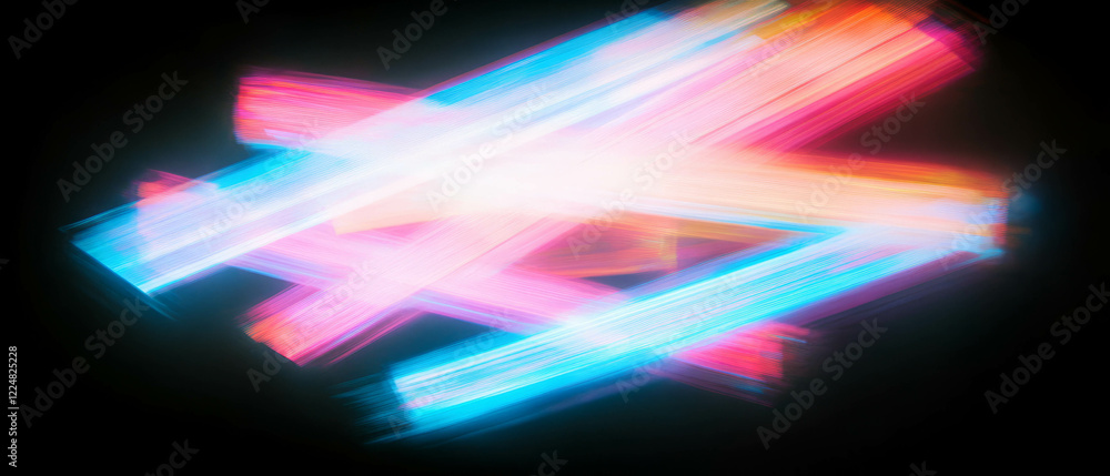 Poster dynamic neon double exposure texture blending vibrant colors on black background for artistic flair