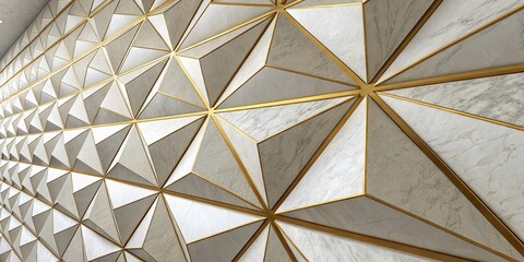 Modern White Gold Abstract Geometric Background - 3D Layered Design for Presentations