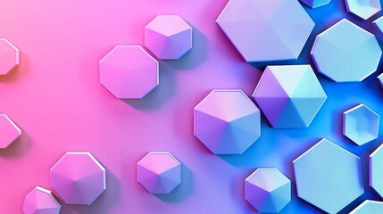 Geometric pattern of octagons with pink and blue gradient lighting.