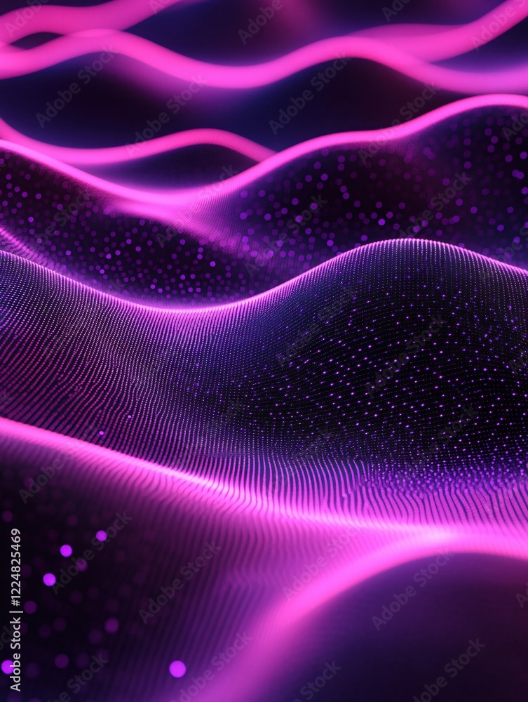 Aufkleber abstract digital wave with pink light and dark background creating a futuristic effect