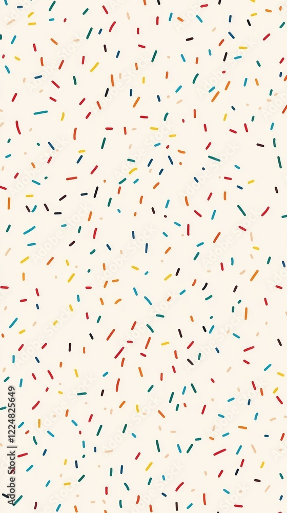 Aufkleber This vibrant line art pattern showcases a whimsical collection of small colorful shapes scattered across a soft, light background, perfect for adding flair to any design or craft project