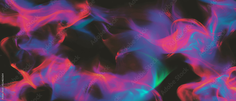 Poster Vibrant neon gradient texture with smooth color transitions on a dark background