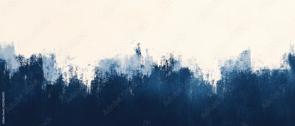 Poster abstract painted canvas with white and dark blue tones creating a textured gradient effect