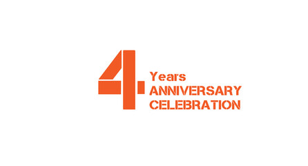 4-Years Anniversary Celebration. Bright orange design for fourth-year anniversary celebration.