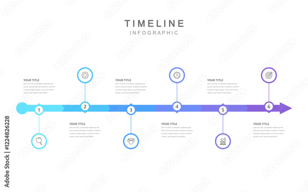 Wall mural business road map timeline infographic concept. with icons and 6 steps. can be used for workflow lay