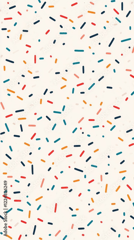 Aufkleber Striking line art showcases a vibrant array of small colorful shapes dancing on a light backdrop, creating a lively atmosphere that invites creativity and fun