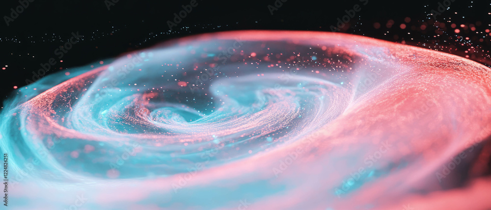Poster vibrant neon spiral pattern creates dynamic effect against black background