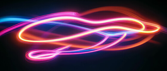 Fototapeta premium Vibrant neon spiral texture with dynamic winding patterns on a dark background