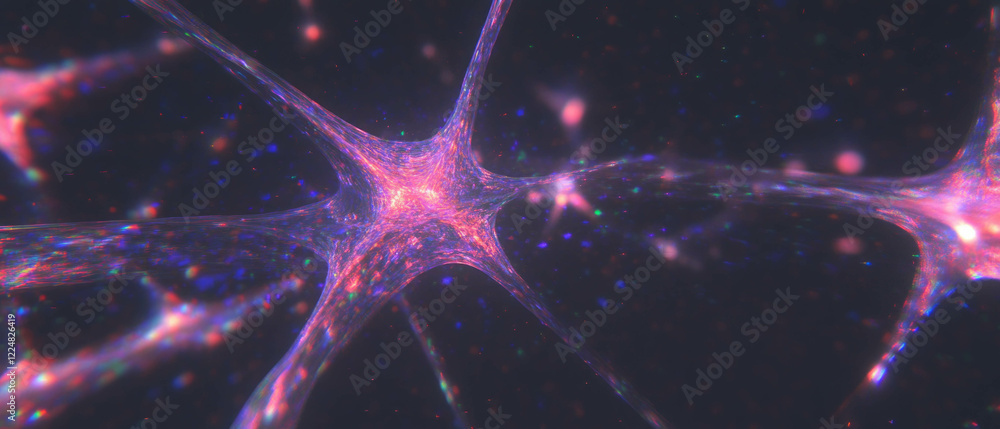 Poster neon stars overlay with sparkling effects creating a celestial ambiance on a dark background