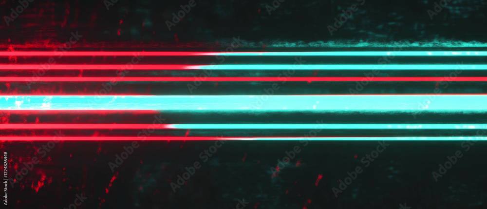 Aufkleber vibrant neon stripes create a geometric pattern on a dark background with bright illumination