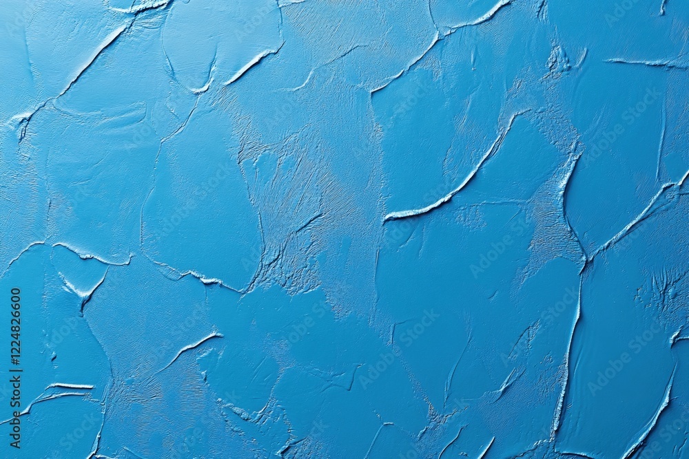 Poster textured blue paint surface with thick brush strokes creating a dynamic abstract pattern