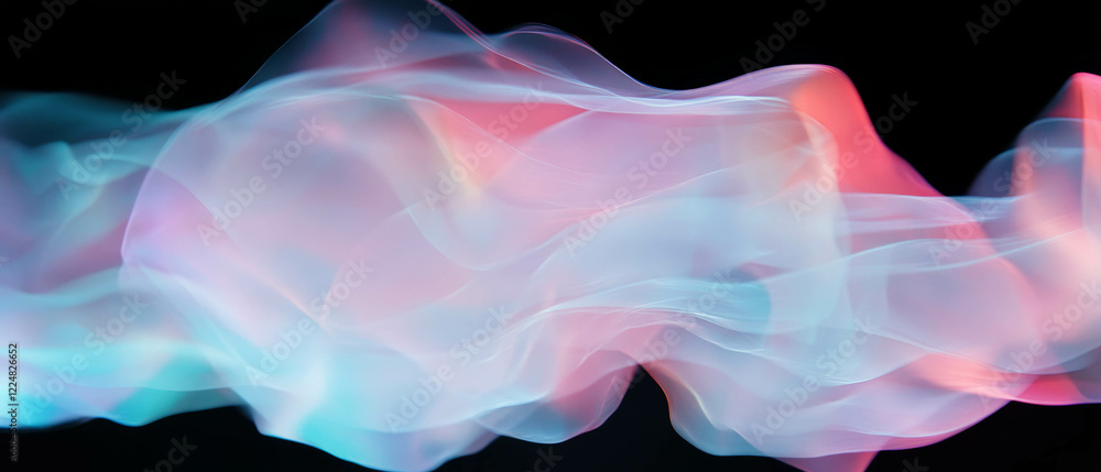 Poster neon dynamic motion with blurred textures on a deep black background